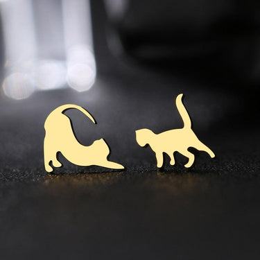 Running Cats Stainless Steel Earrings for Women Earrings KittyNook Cat Company Gold